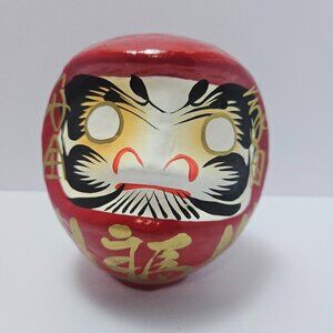 Handmade Papier-mâché Japanese 5" Lucky Red Daruma Doll